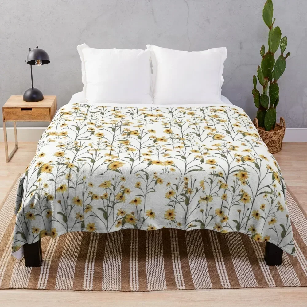 

yellow flowers pattern Throw Blanket halloween warm for winter Quilt Weighted Blankets Softest Decorative Sofa Blankets