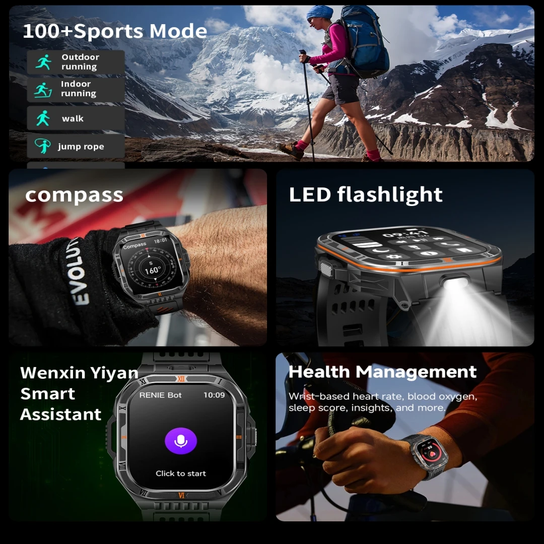 2026 New Built-in 1400mAh Super Large Battery Men Smart Watch Outdoor GPS 2.01