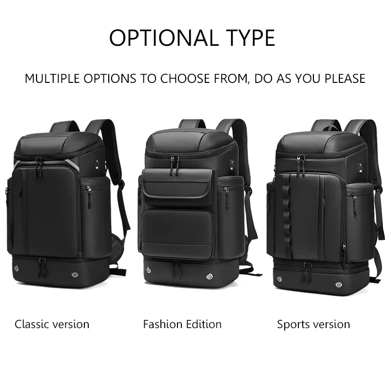 Men's 50L Large Capacity Travel Backpack Waterproof Hiking Trekking Bag with Separate Shoe Bag Business Work Laptop Backpack