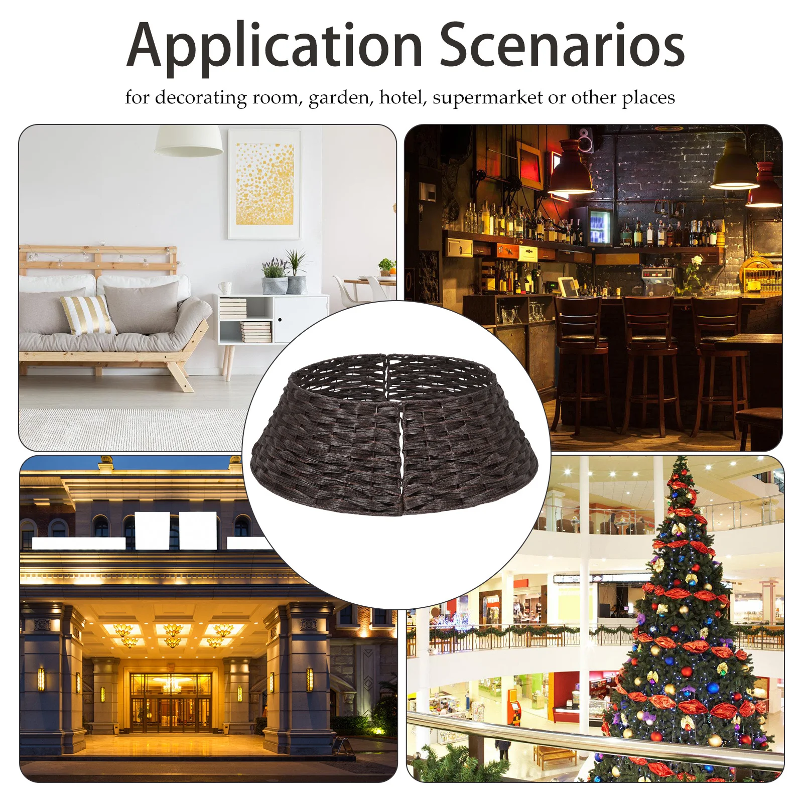 

Christmas Tree Skirt Plastic Rattan Woven Cover For Artificial Tree Base Under Xmas Decorations Party Holiday Decor