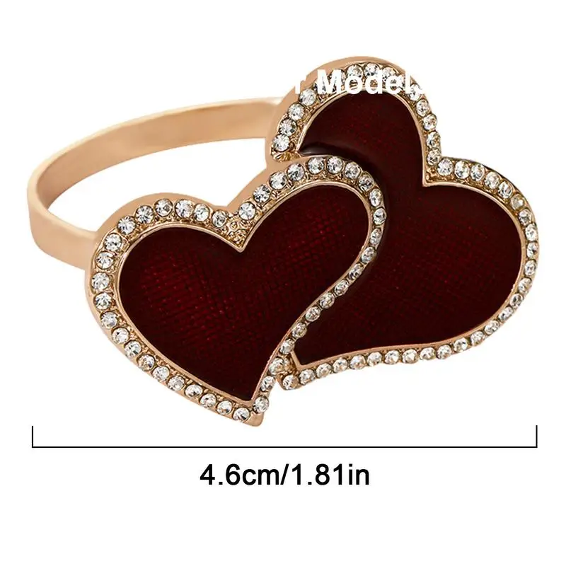 Gesp Servetringen Metalen Gesp Hart Servet Ringen Vergulde Rode Servet Ringen Versiering Voor Valentijnsdag Feestdagen En