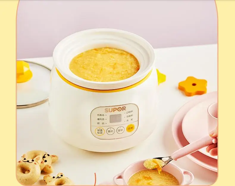 220V 1l Mini Điện Thực Phẩm Nồi Hầm Hoàn Toàn Tự Động Cháo Tráng Miệng Cho Bé Nồi Hầm Di Động Đa Năng Nhà Bếp Applian