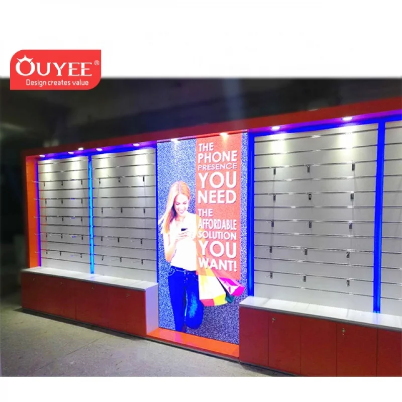 Customized-Computer Shop Interior Design Store Wood Mobile Phone Accessories Counter Display  Cell Phone Display Furniture