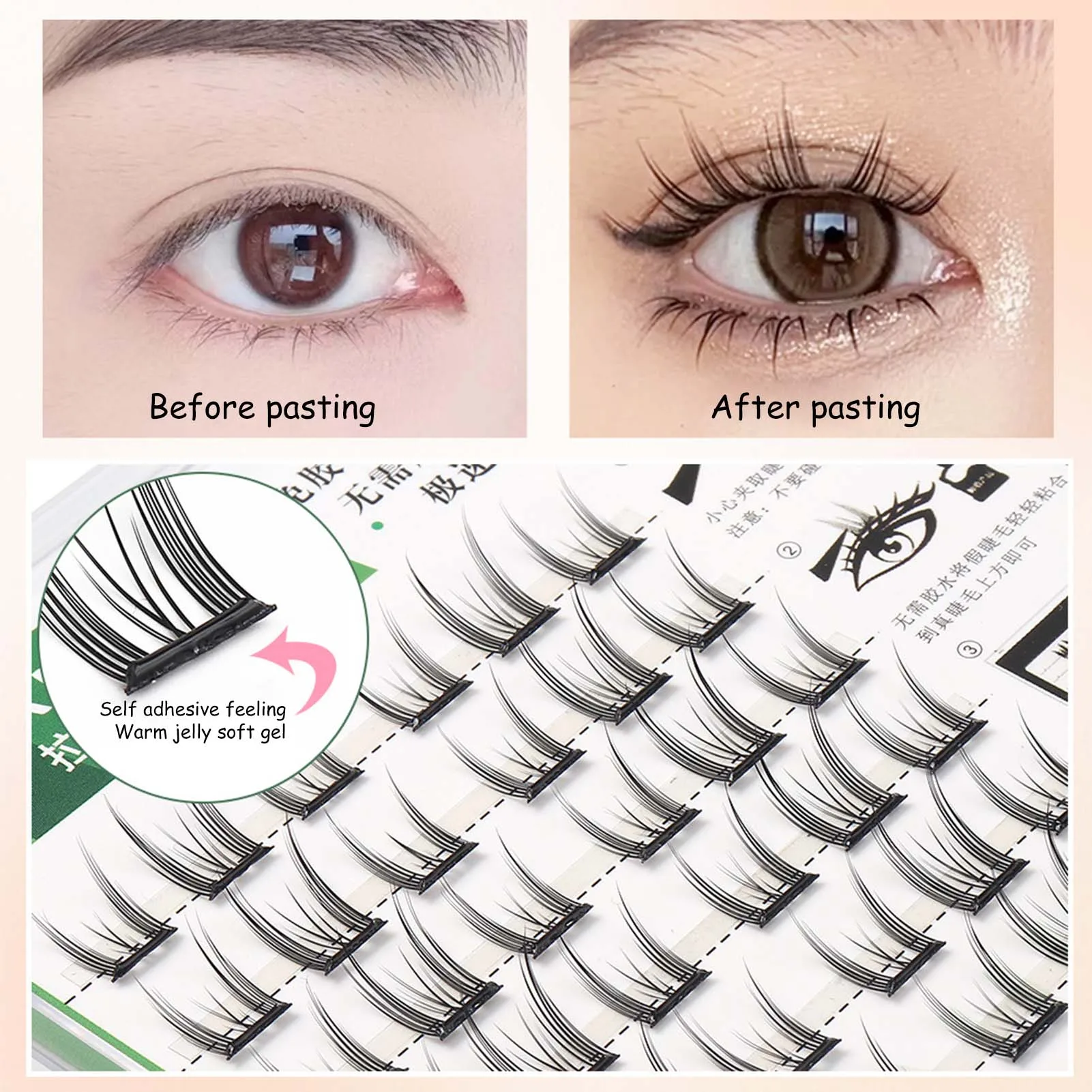 Self-adhesive Curling False Eyelashes Comfortable Lightweight Wear False Eyelashes for Festival Party Wedding Dating