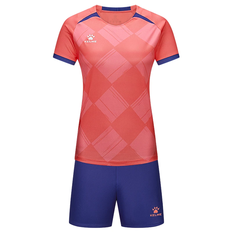 Kelme Women\'s Football Suit Set Customized Team Clothes Printed Short Sleeve Ball Clothes Outdoor Basketball Sports Clothes