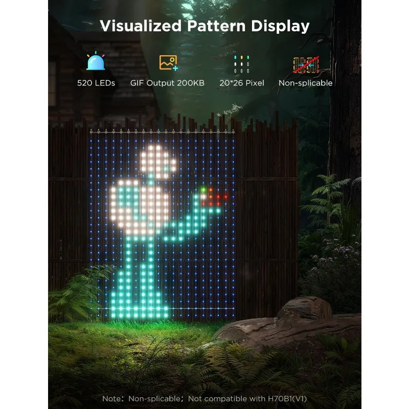 x أضواء ستارة The Wild Robot 2، 520 LED، أضواء ستارة LED ذكية مع DIY GIF AIGC، غير قابلة للربط، تغيير لون RGBIC #5