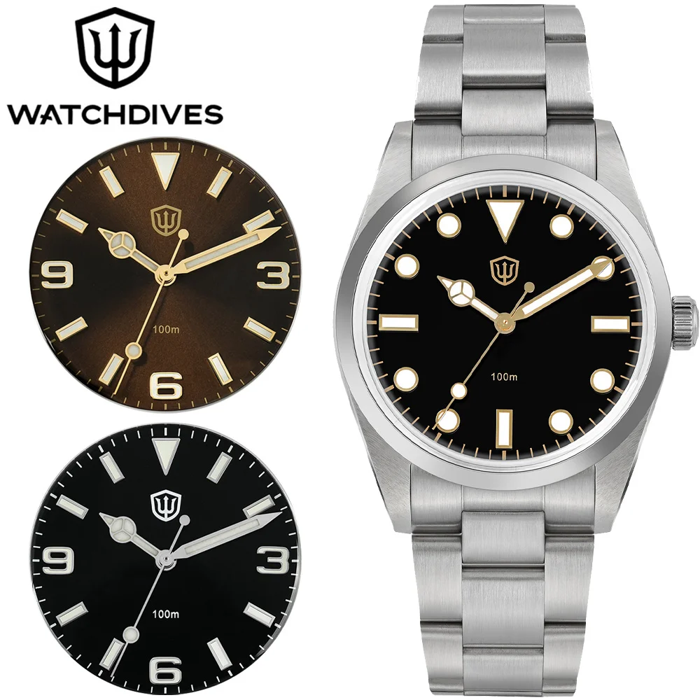 

Watchdives WD1016 V3 Vintage Watch VH31 Quartz Movemet Stainless Steel Slim Case 100m Waterproof BGW9 Luminous 37mm Men Watches