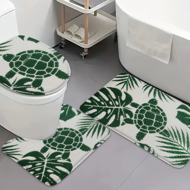 3 stücke Cartoon Ozean Serie flanell bad teppich badezimmer tür matte wc deckel matte U-förmigen saugfähigen anti-slip fuß matte