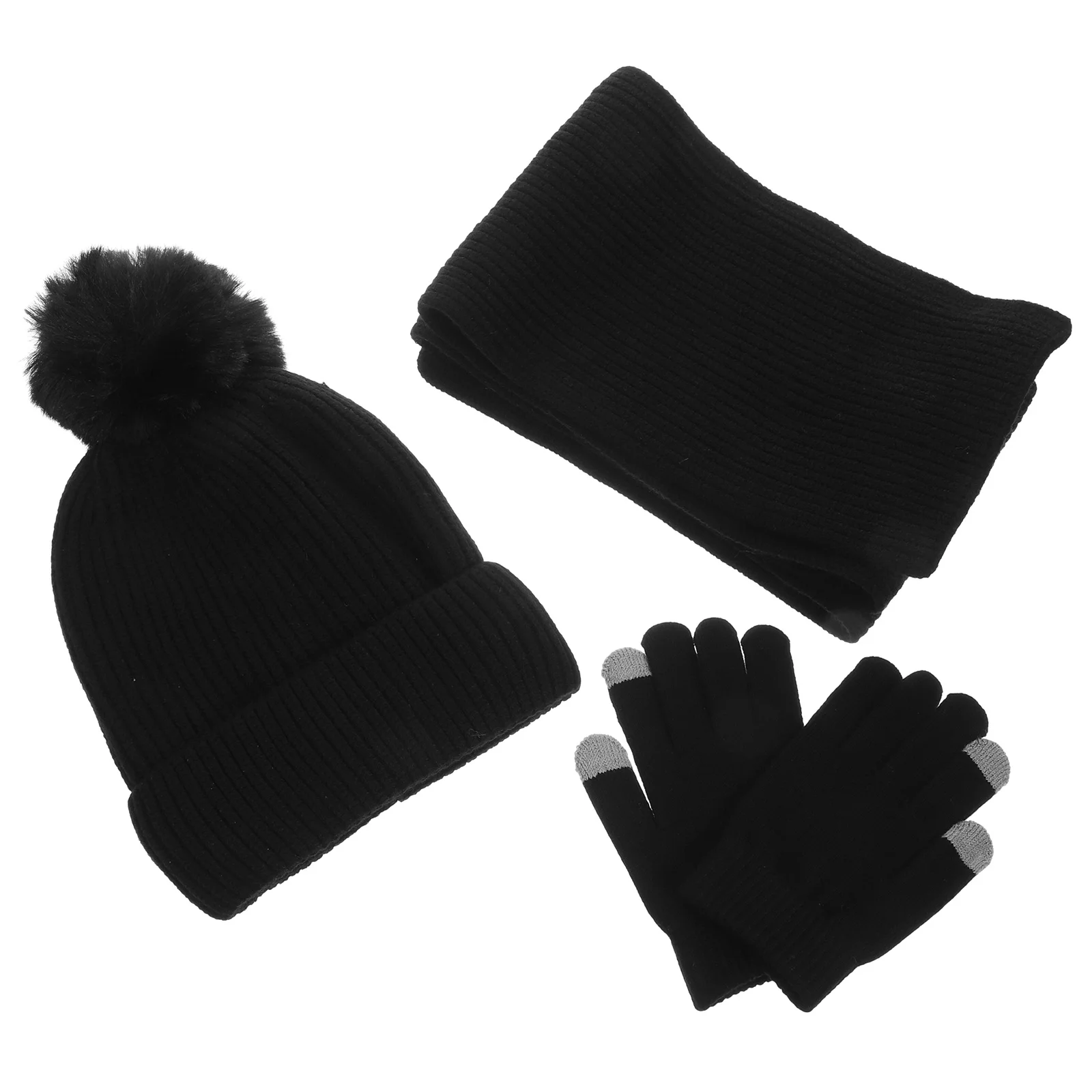 

1Set Touchscreen Gloves Winter Warm Set for Women Beanie Scarf Kit Windproof Comfortable Climbing Streetwear Style
