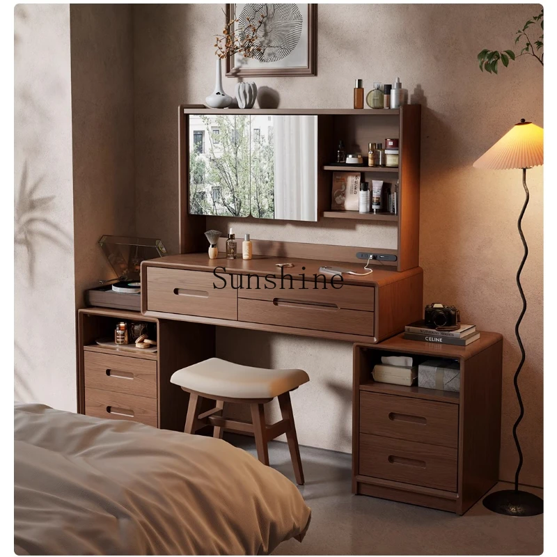 

Medieval dresser storage cabinet integrated, bedroom desk light luxury master bedroom, solid wood simple