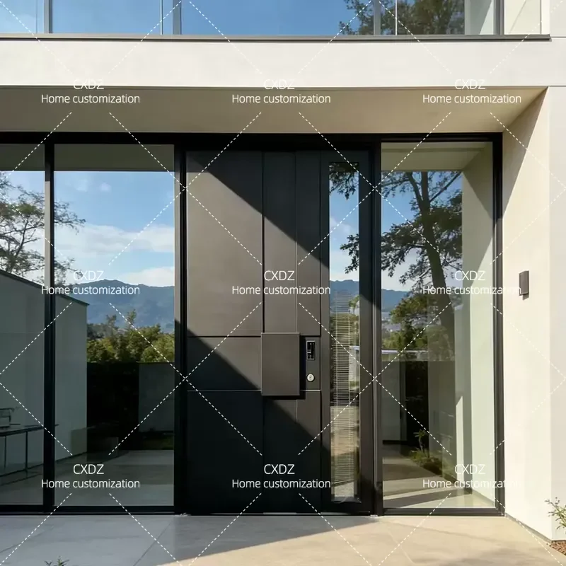Cast Aluminum Double Entry Door for Villa and Rural Self Built House with Glass Anti Theft Design Customizable Front Gate