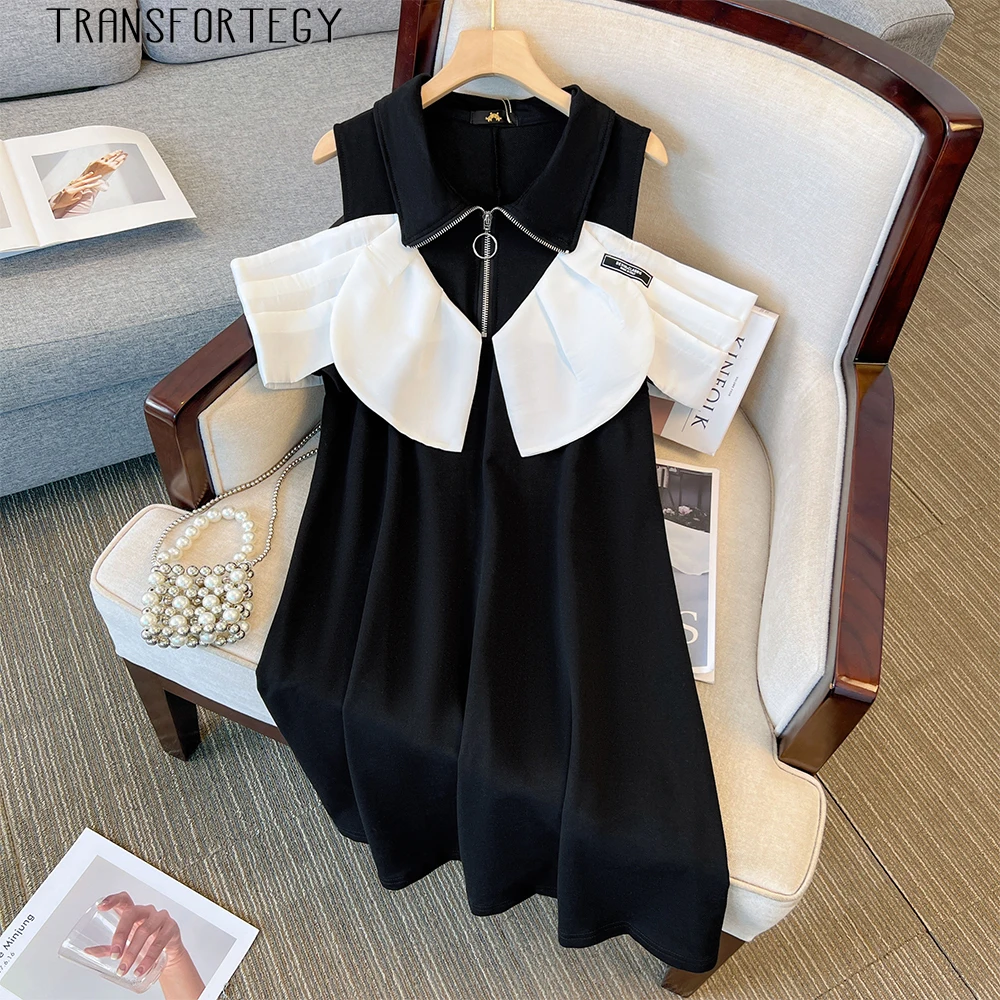 

Summer Plus Size Women's Casual Dress Solid Color Simple Personality Design Sense of Mid-length Dress 2025 New Women's Clothing