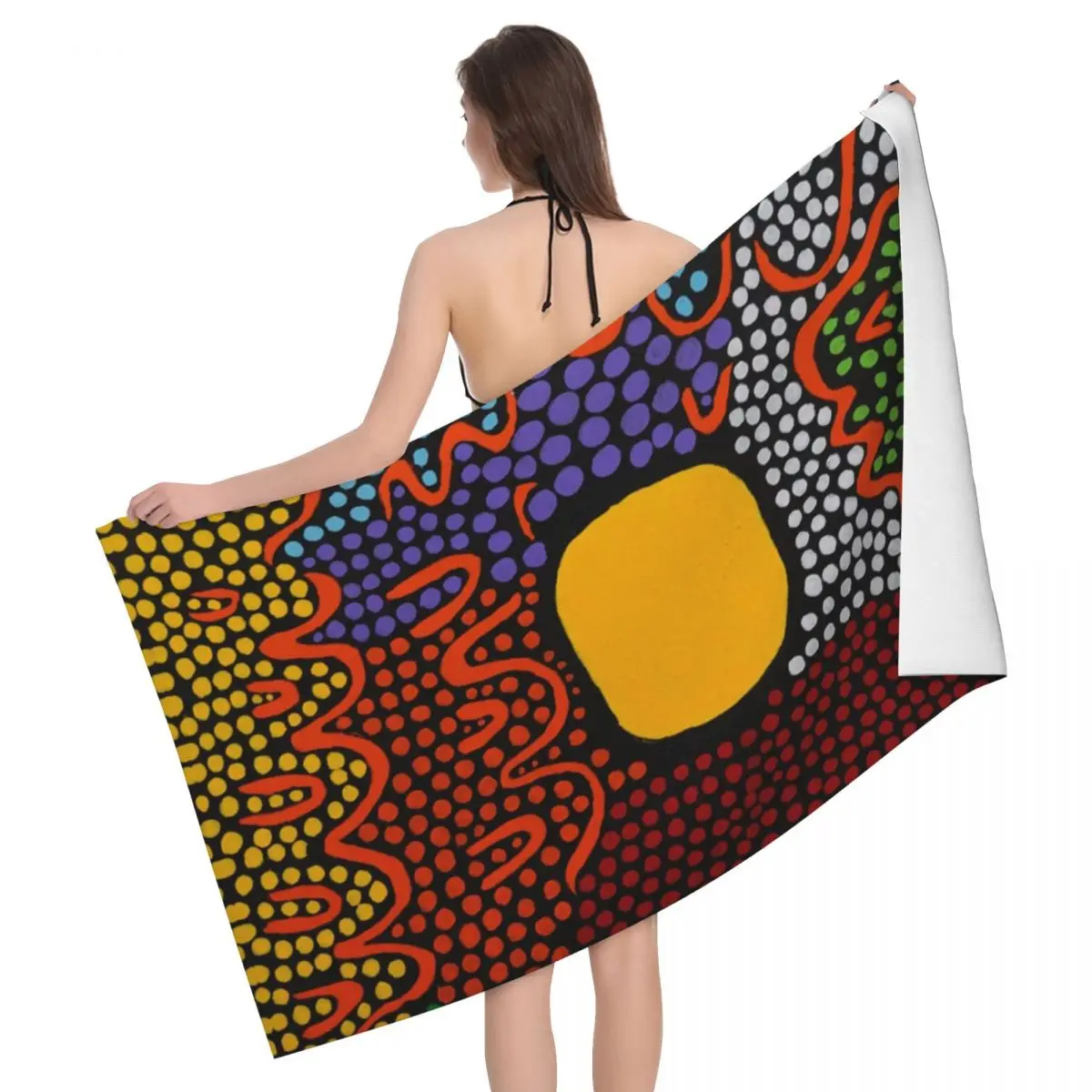 

Personalized Quick Drying Microfiber Beach Bath Towel Soft Linen Colorful Polkadot Abstract Pool Shower Towels