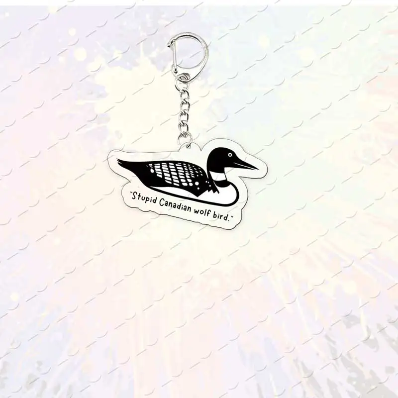 Acrylic Stupid Canadian Wolf Bird Keychain for Accessories Bag KeyRing Pendant Chains Jewelry  Fans Freinds Gifts view 4