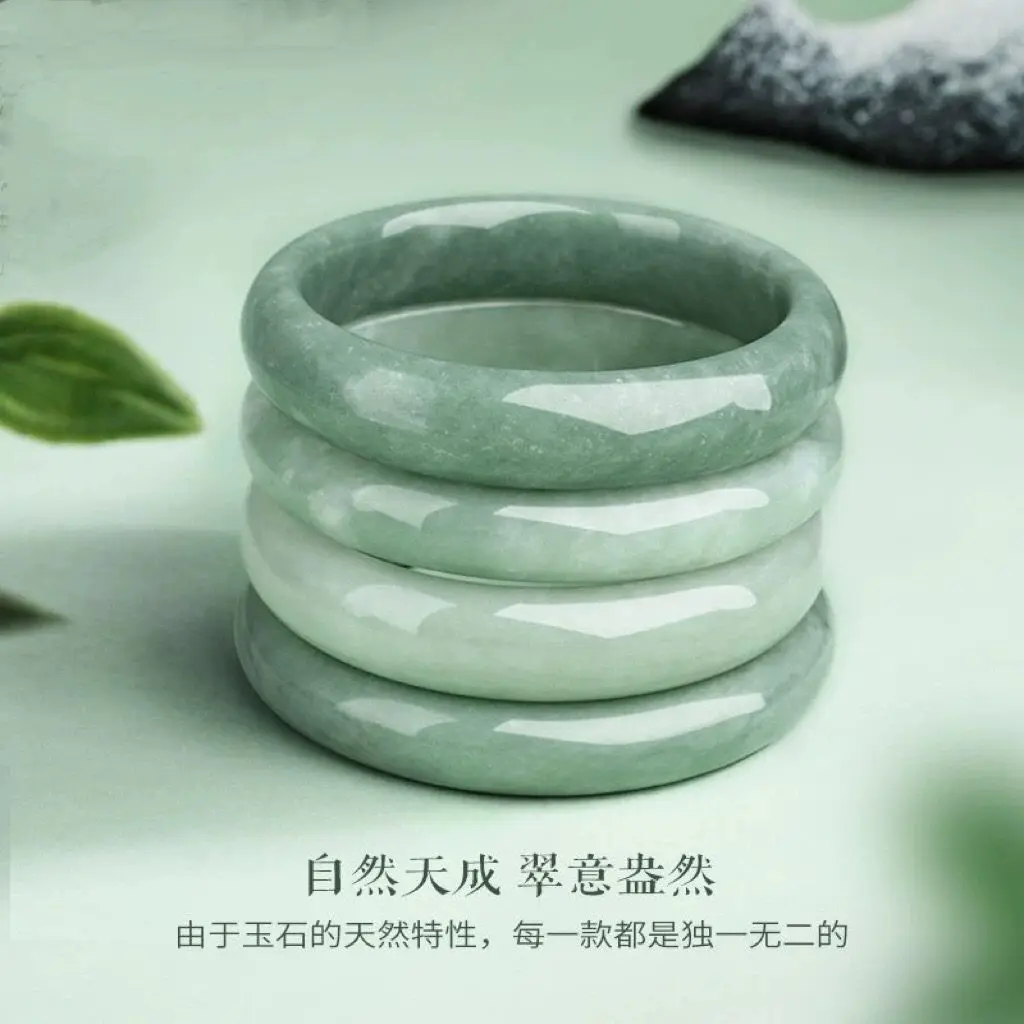 

AAA natural genuine A jadeite jade bracelet light green flower jade bracelet real jade