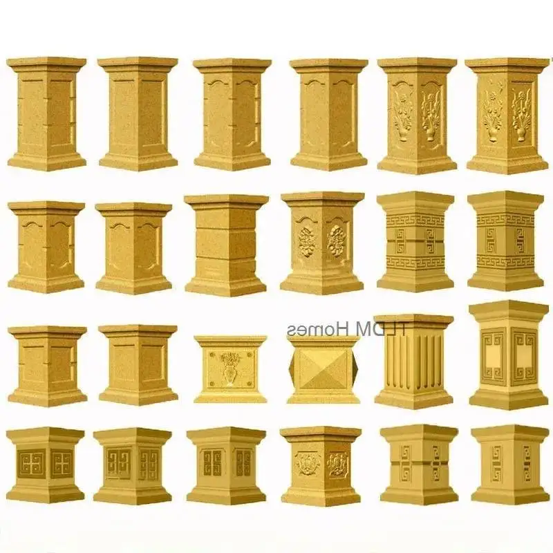 European Durable ABS Plastic Steel Roman Pier Column Square Base Mold Home Gardening Outdoors Flower Pot Base Cement Mold r