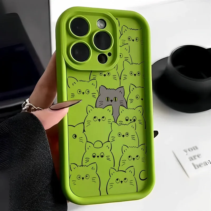 Cute Cartoon Cat Phone Case for IPhone 15 13 12 11 14 Pro Max 14 15 Plus Shell SE2020 8 7 Plus X XS XR Shockproof Back Covers