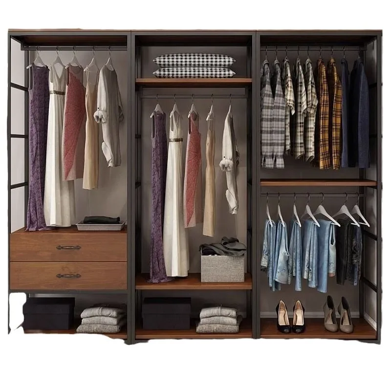 

Household simple double-layer combination with drawers, open cloakroom wardrobe floor combination
