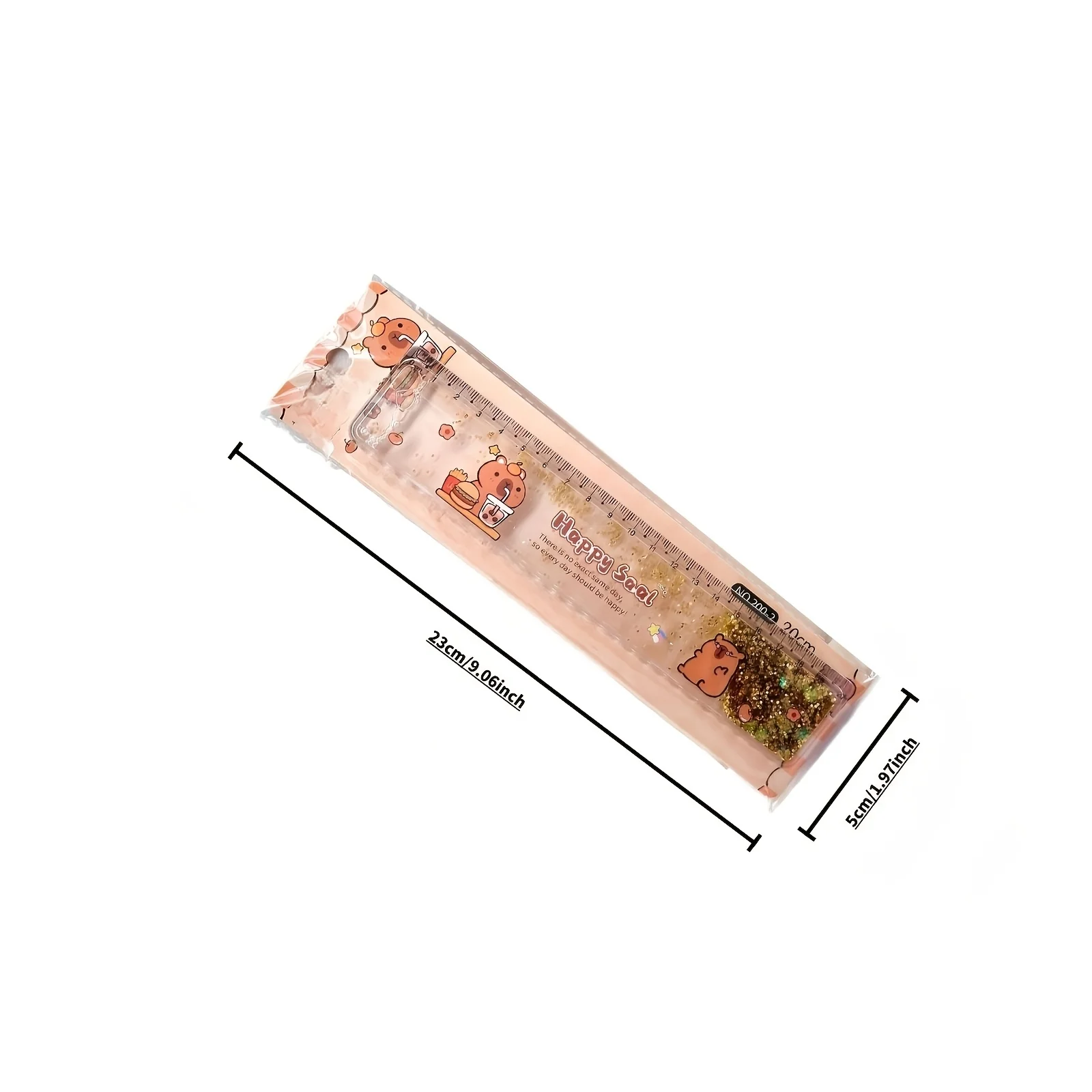 3-Piece Set of Random Styles of Capybara-Shaped Liquid Sand Rulers, High-Grade Acrylic Liquid Sand Glitter Rulers, Cute and Practical Stationery for Office, Home, and Study, Cute Style for Graduation Season and Back-To-School Season