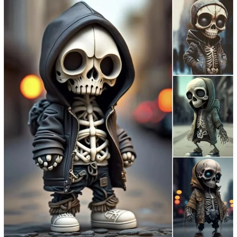 

Cool Skeleton Figurines, Skull Figurine Statue Decor, Miniature Skeleton Sculpture Resin - Decorative Halloween Ornaments