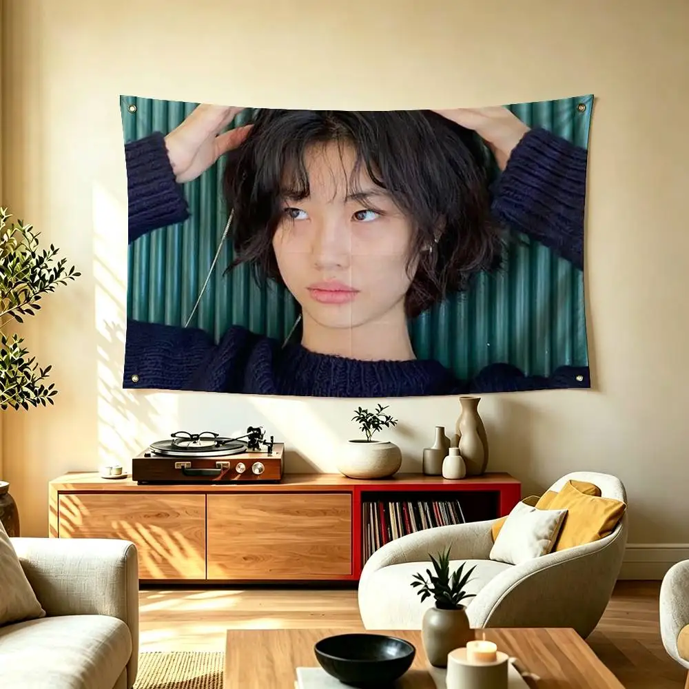 Popular Actress H-Hoyeon J-Jung Flags for Bedrooms Home Decor Items Outdoor Decors Garage Decoration Flaga