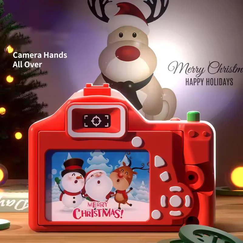 Christmas Projection Toys Children Cartoon Light Up Santa Claus Pattern Games Early Education Christmas Projector Camera Gifts