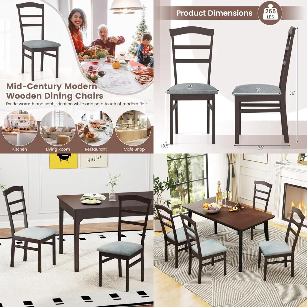 

Upholstered Dining Chairs Set of 2, Linen Fabric Padded Seats, High Curved Back, Ideal for Home Dining and Living Rooms