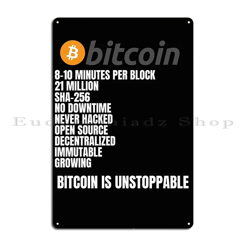 Bitcoin 12 Years Later Facts Metal Signs Create Painting Cave Printed Cinema Tin Sign Poster