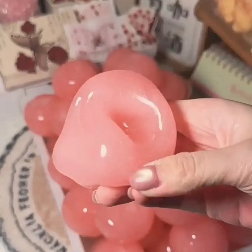 Translucent Pink Peach Slushy Squishy Finger Relax Handmade Jelly Mochi Squeeze Pinch Shapeable Sensory Fidget Ball