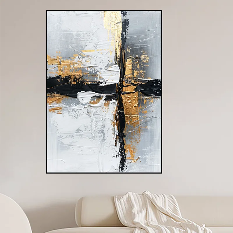 

Pure Hand Drawn Texture Abstract With Gold Oil Painting On Canvas Large-Sized Home Wall Decoration Personalized Art Hanging Map