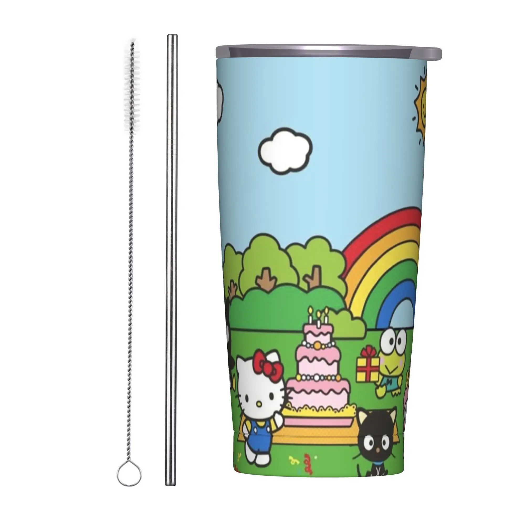 

hello kitty Tumbler With Straw Stainless Steel Tumblers Cup Double Wall Vacuum Insulated for Cold Or Hot 20oz