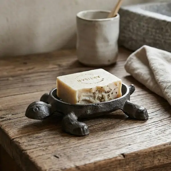 Iron Turtle Soap Holder Drainable Decorative Tray Vintage Case for Bathroom Counter Farmhouse