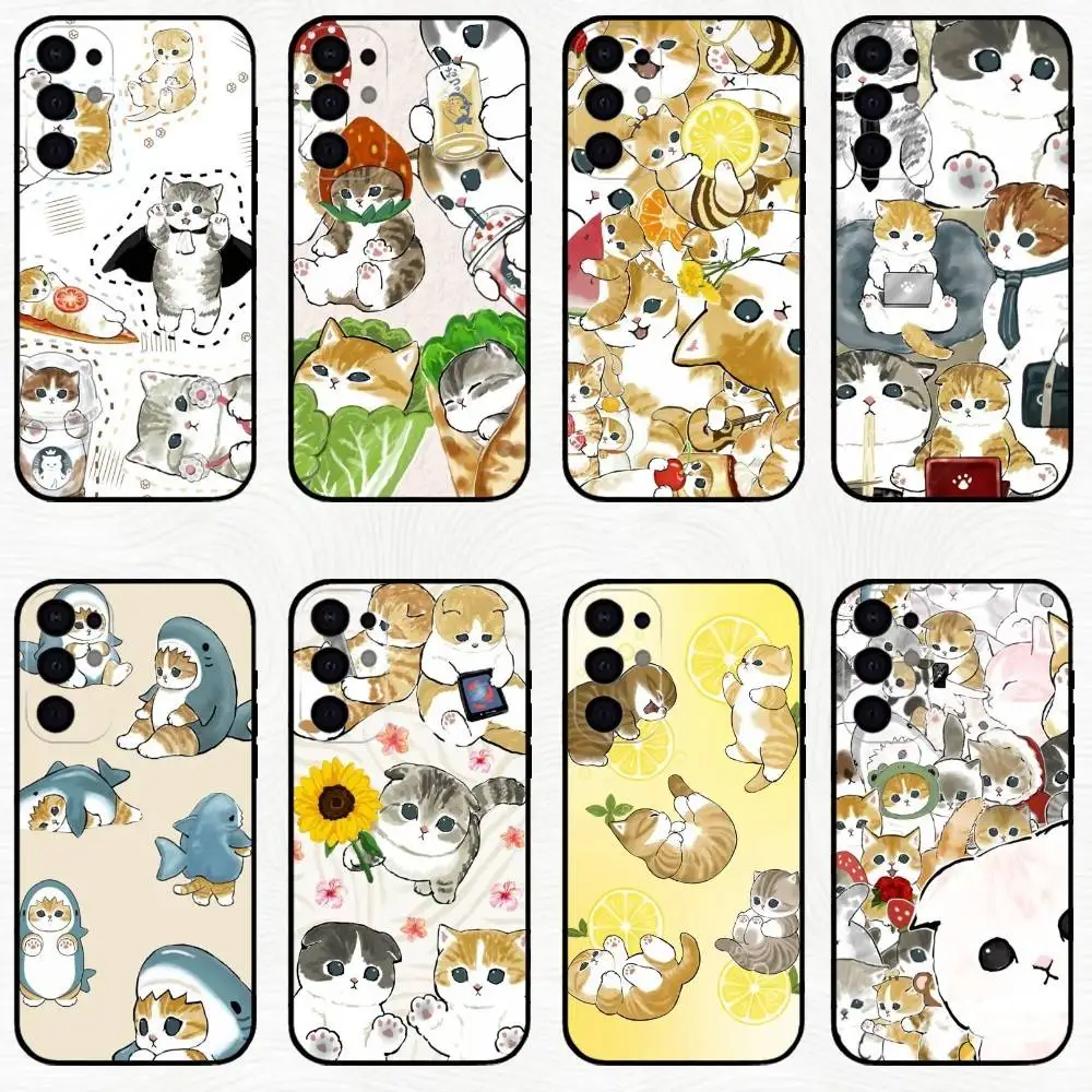 

C-Cute M-Mofusands cat Phone Case For Samsung S25,S24,S21,S22,S23,S30,Ultra,S20,Plus,Soft Black Shell