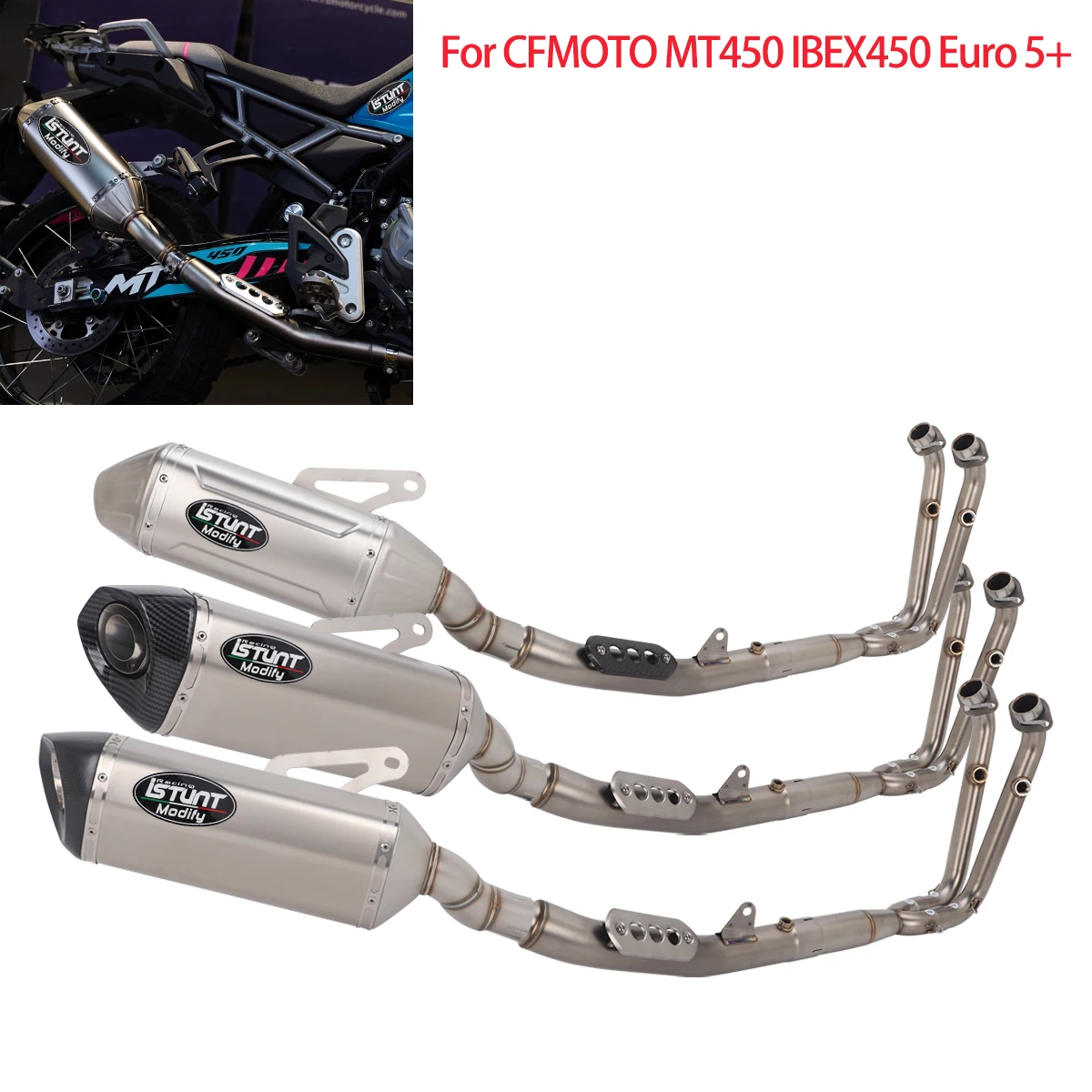 Full Exhaust System For CFMOTO 450MT IBEX450 Euro 5+ 2024-2026 Exhausts Link Header Pipe Muffler with DB Killer MT450 Exhaust