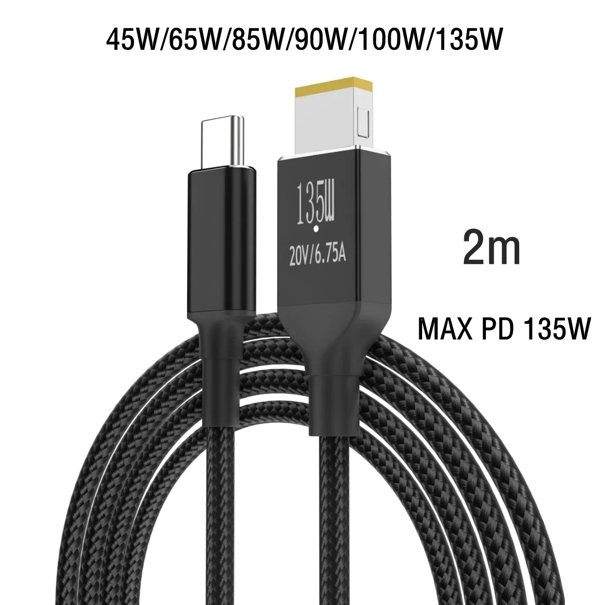 Kabel ładowarki USB C typu C do wąskiej końcówki z kwadratowym portem kompatybilny z laptopem PD 135W 20V z Lenovo Legion Y7000