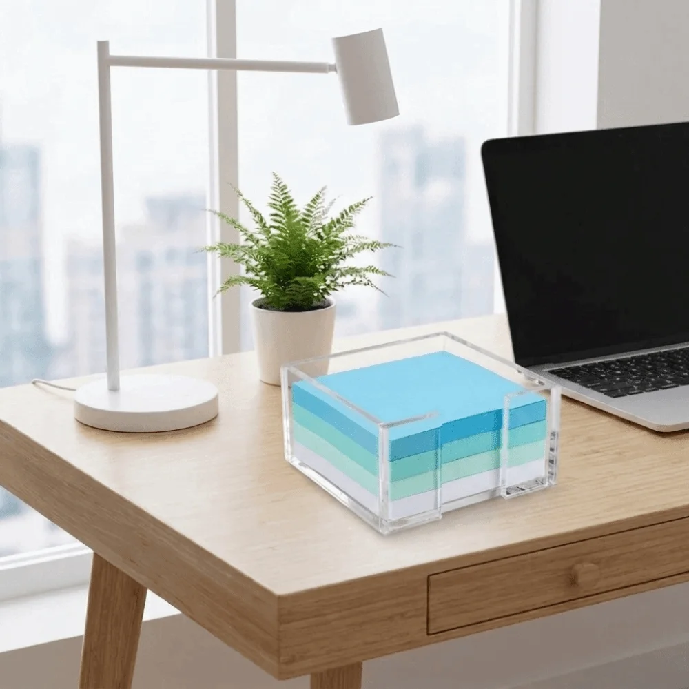 Transparent Sticky Note Holder Multi-Functional Portable Memo Note Dispenser Desk Organization Crystal Clear Memo Pad Stand