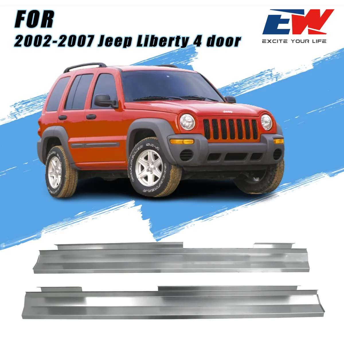 

Slip-on Rocker Panel For Jeep Liberty 4Door 2002-2007 Driver +Passenger Side