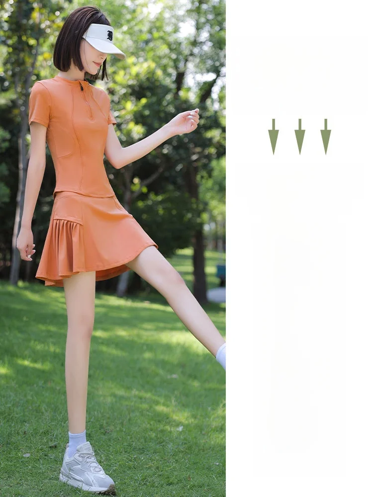 Set sportivo da corsa da donna Qui Dry Faionable Summer 2025 New Sle Tennis Fitn Top Morning Run Abbigliamento Tuta da badminton