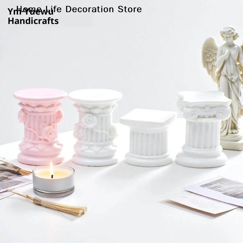 【TG】Roman Pillar Greek Column Statue Pedestal Candlestick Stand Figurine Sculpture Indoor Home Dinning Room Garden Scenery Decor