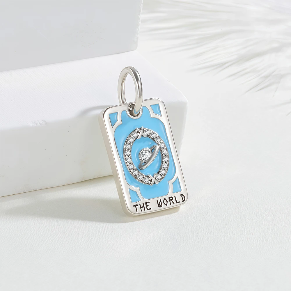 New 925 Sterling Silver Charm Tarot Card 21 World Bead Original Bracelet Fashion Jewelry For Women Daily Wear Holiday Gift