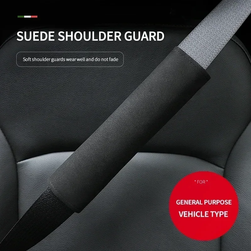 2Pcs Alcantara Auto Innen Zubehör Sicherheitsgurt Weiche Sicherheitsgurt Schultergurte Abdeckung Atmungsaktive Schutz Polsterung Kissen