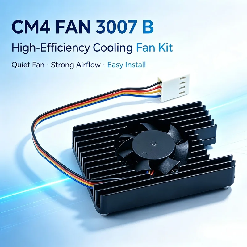 Waveshare Dedicated All-in-One 3007 Cooling Fan Raspberry Pi Compute Module 4 Low-profile PWM Speed Adjustment