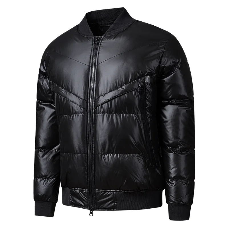 Winter Men Down Jacket Simple Solid Color Stand Collar Male Outerwear Thicken Warm Stand Collar Long Sleeve Zipper Man Coat