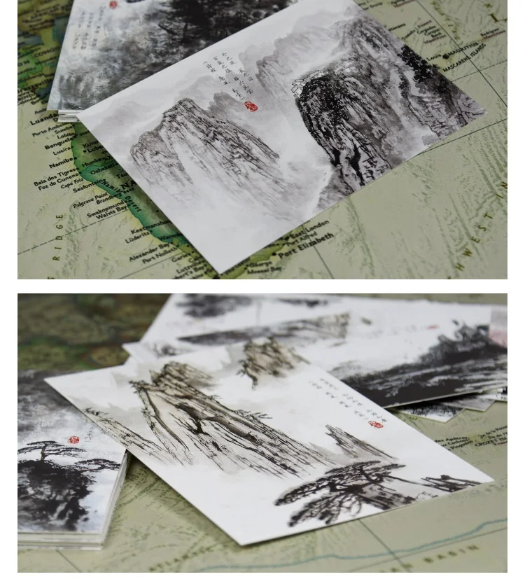 30 Sheets/Set Exquisite Landscape Painting Postcard/Greeting Card/Message Card/Christmas and New Year Gift Card