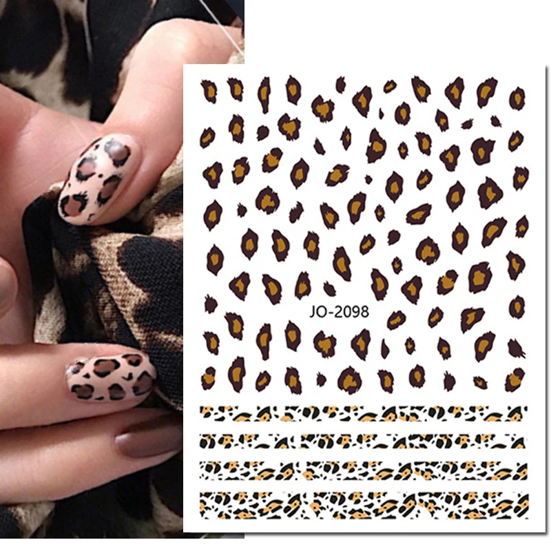 Nail Art 3d Decals Pink Blue Brown Colors Leopards Foots Prints Adhesive Sliders Nail Stickers Decoration For Manicure