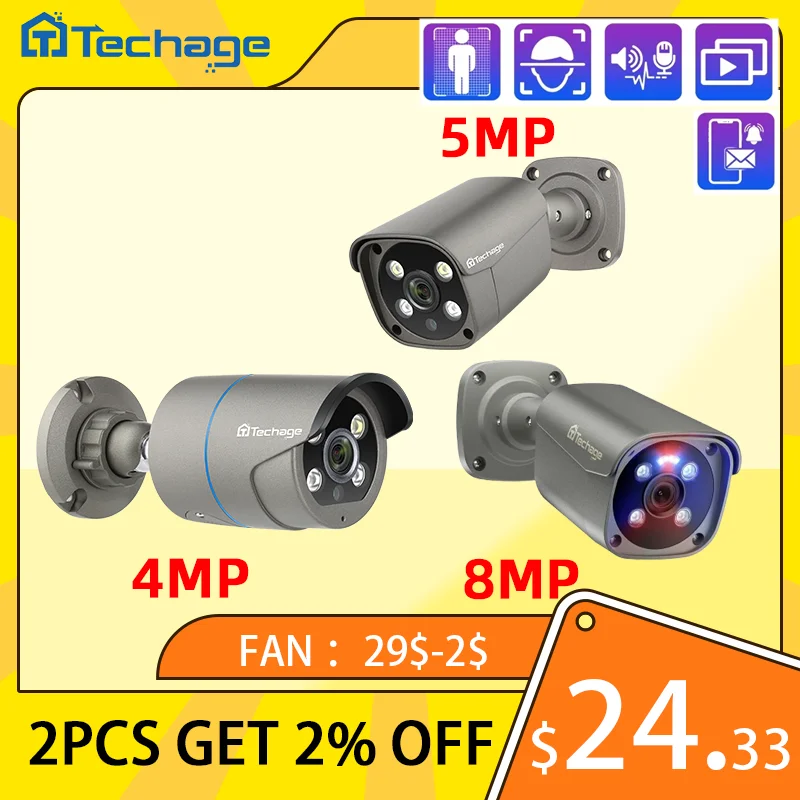8MP 5MP H.265 4K POE IP 2-Wege-Audioverbindung KI-Personenerkennung Metallgehäuse für Sicherheitssysteme zur Videoüberwachung