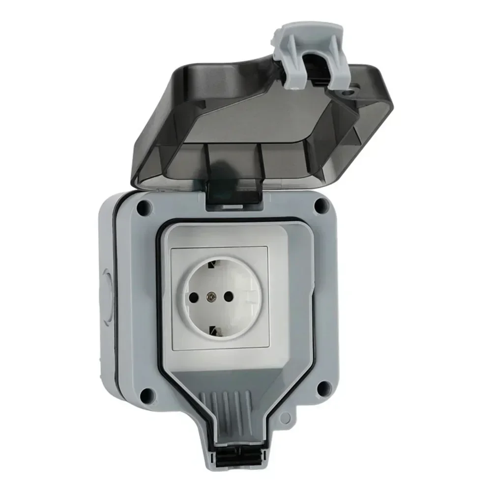 

EU Type Socket 16A Switch Socket Dust And Water Protection Flame-Retardant Materials Bathroom Use For Garden Tools
