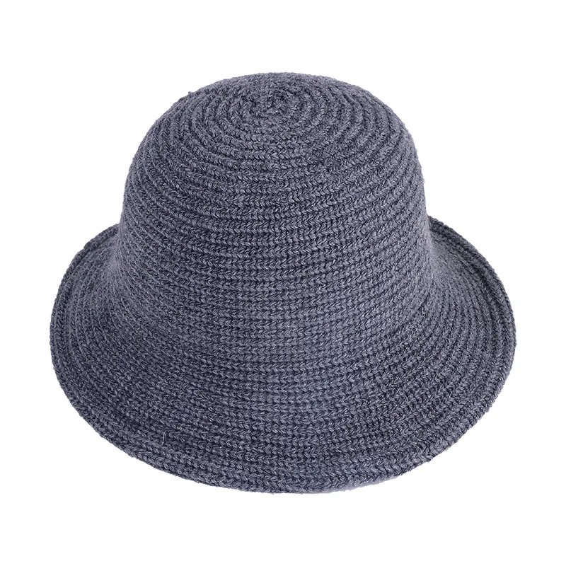 Winter Warm woolen Bucket Hats for Women Luxury Thickened Fashion Design Versatile Fisherman Hat black Panama Cap