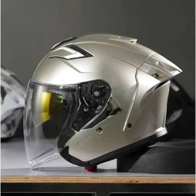 Motorcycle Helmets Men Women Half Helmets Retro Cruise Dual Lens Scooter Three Quarters Helmet Riding Casco DOT ECE
