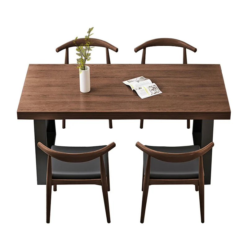 

Solid wood dining table and chairs commercial hotel rectangular barbecue table